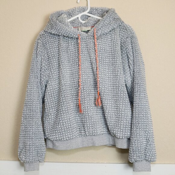 Anthropologie Saturday Sunday Nanette Plush Sherpa Hoodie Gray Pullover Sz Small - Picture 2 of 6